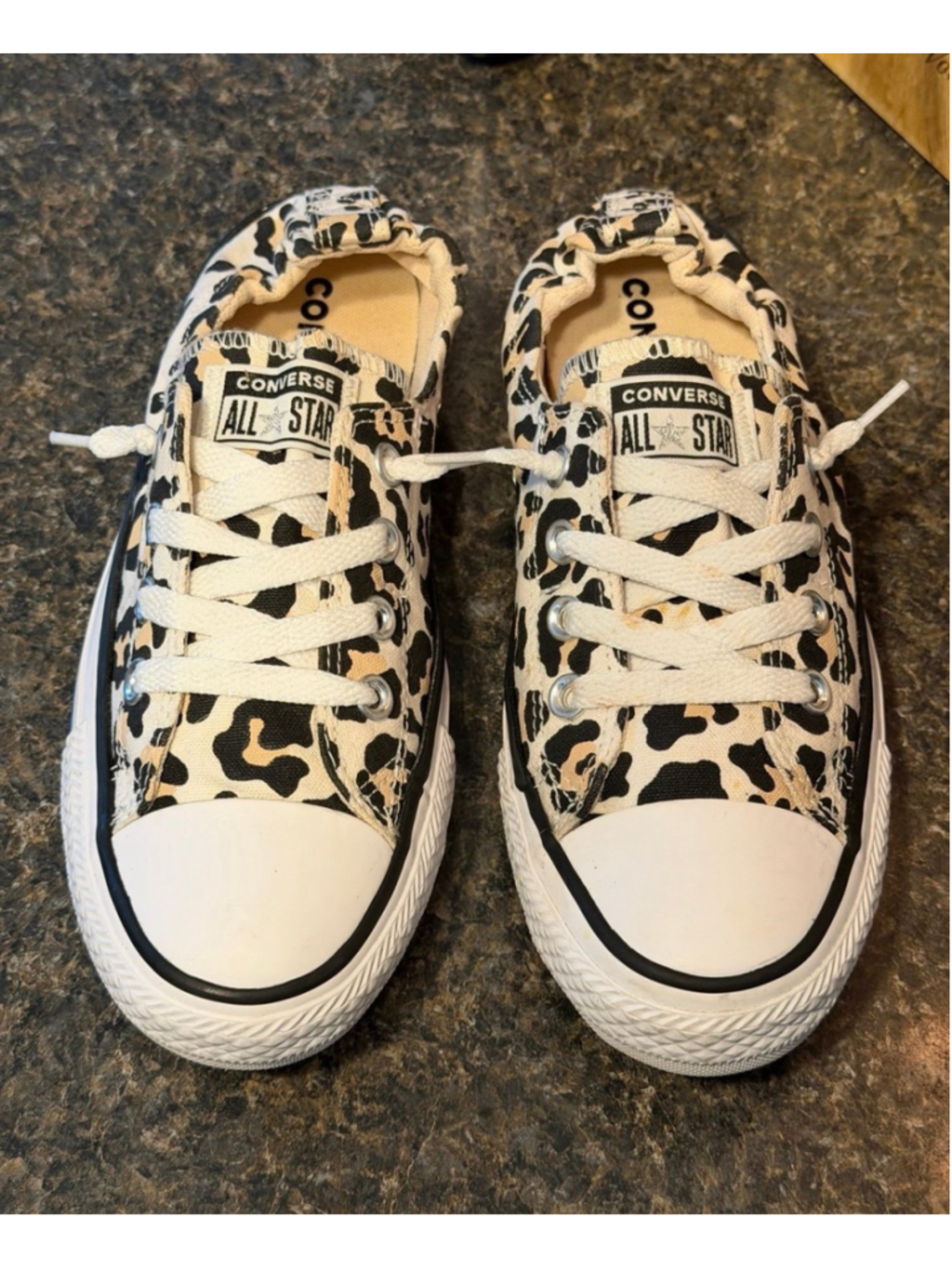 Converse All Star Shoreline Slip On White Cheetah Print Sneakers